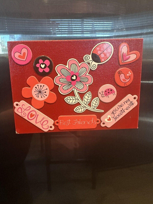 5x7 Canvas Refrigerator Magnet Red With Love Theme - Stylin Spirit