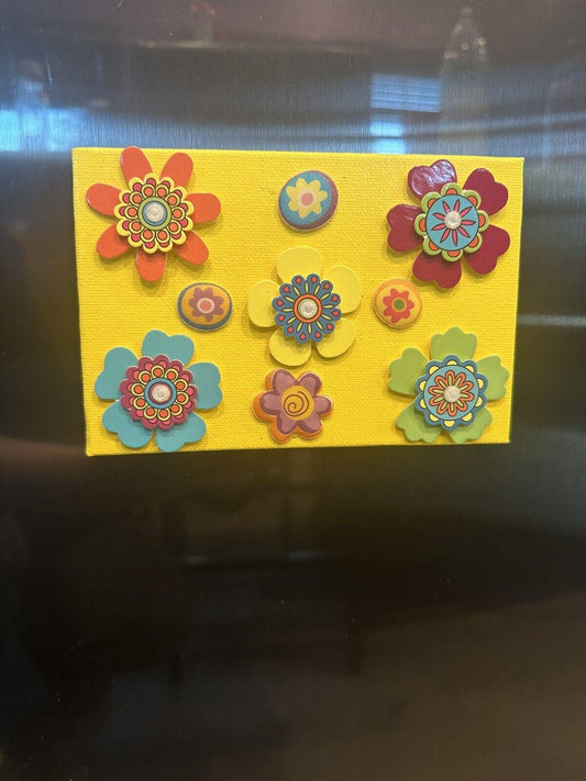 5x7 Canvas Refrigerator Magnet Yellow With Flowers - Stylin Spirit