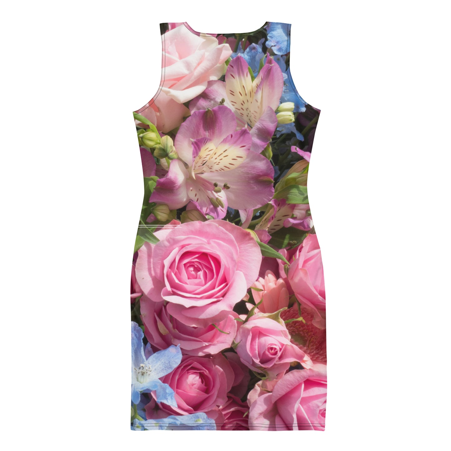 Bodycon dress - Pink and Blue Flowers