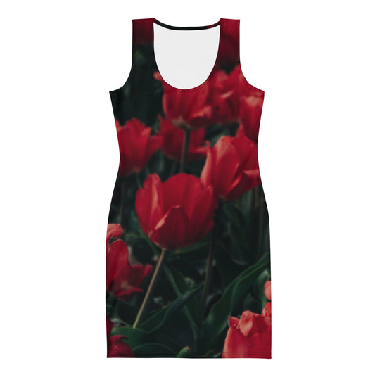 Bodycon dress - Red Flowers