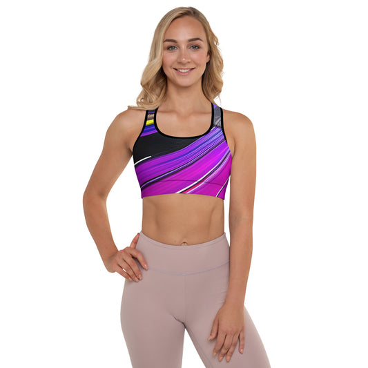 Padded Sports Bra - Purple Paint Pour Sports Bra Stylin' Spirit XS  