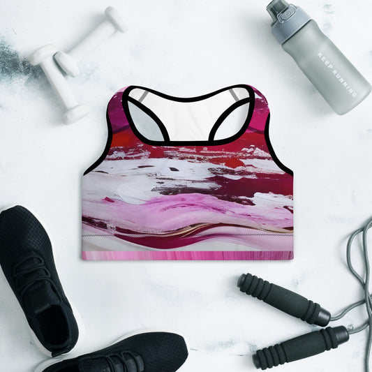 Padded Sports Bra - Pink Paint Pour Sports Bra Stylin' Spirit XS  