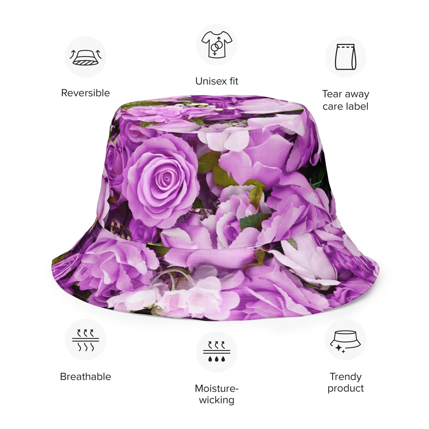 Reversible bucket hat - Lavender Flowers