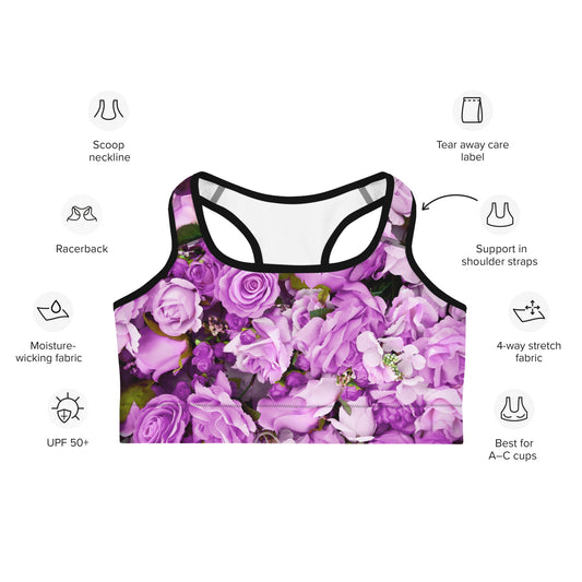 Sports bra -  Lavender Flowers