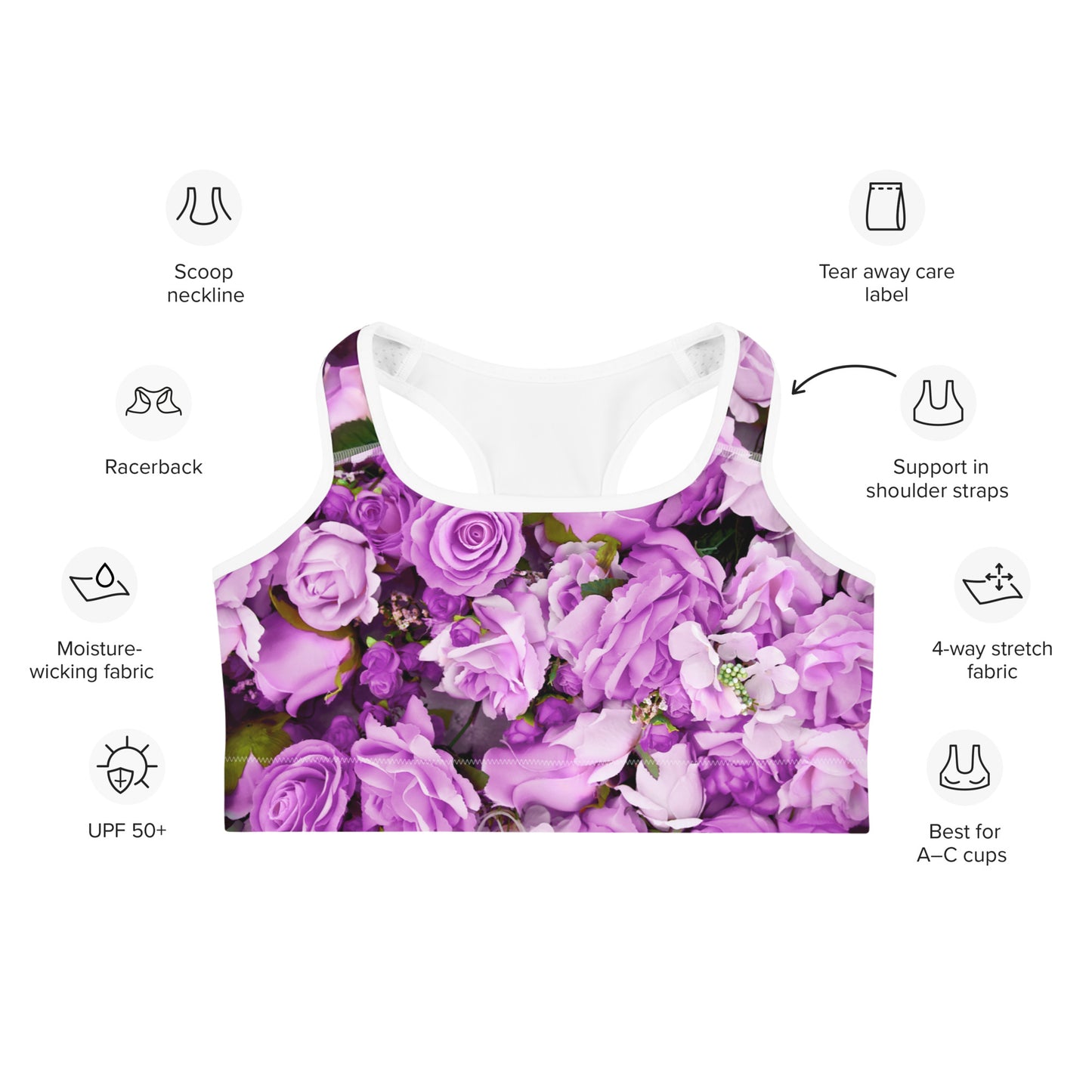 Sports bra -  Lavender Flowers