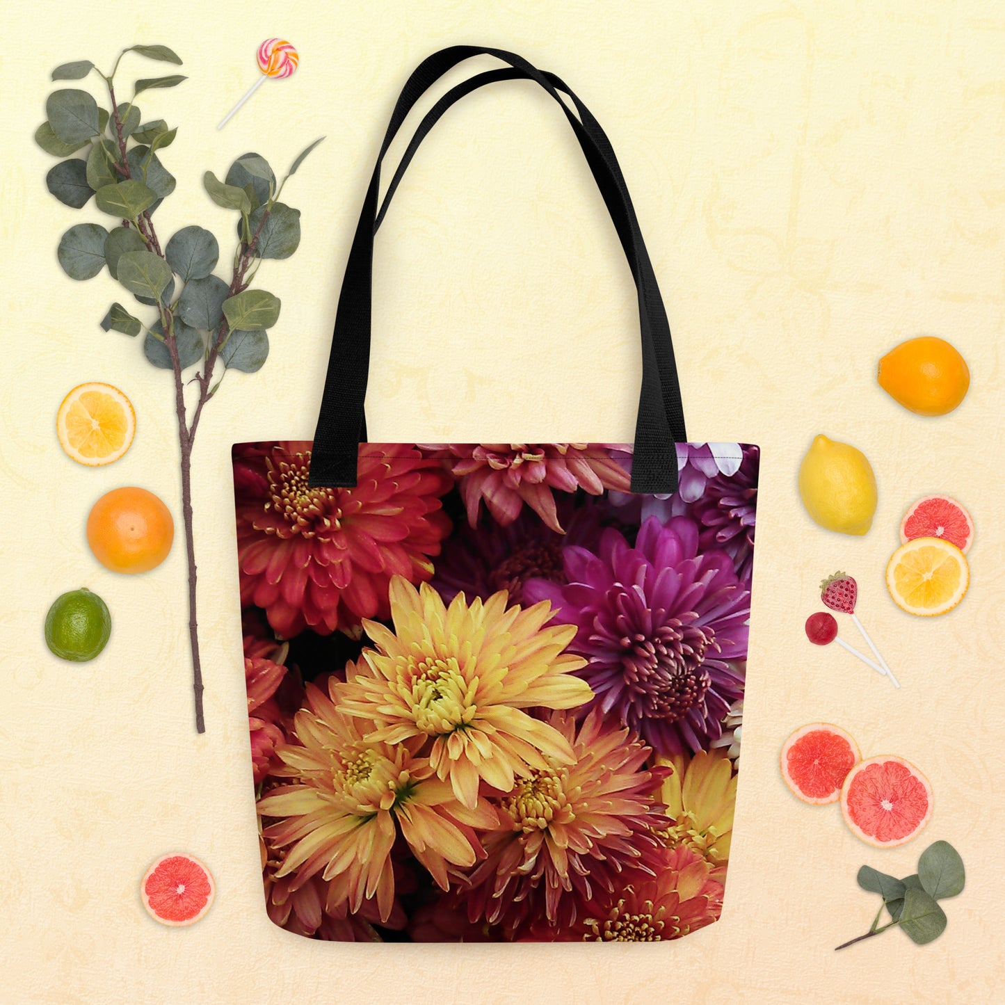 Tote bag - Fall Flowers Tote Bag Stylin' Spirit Black  