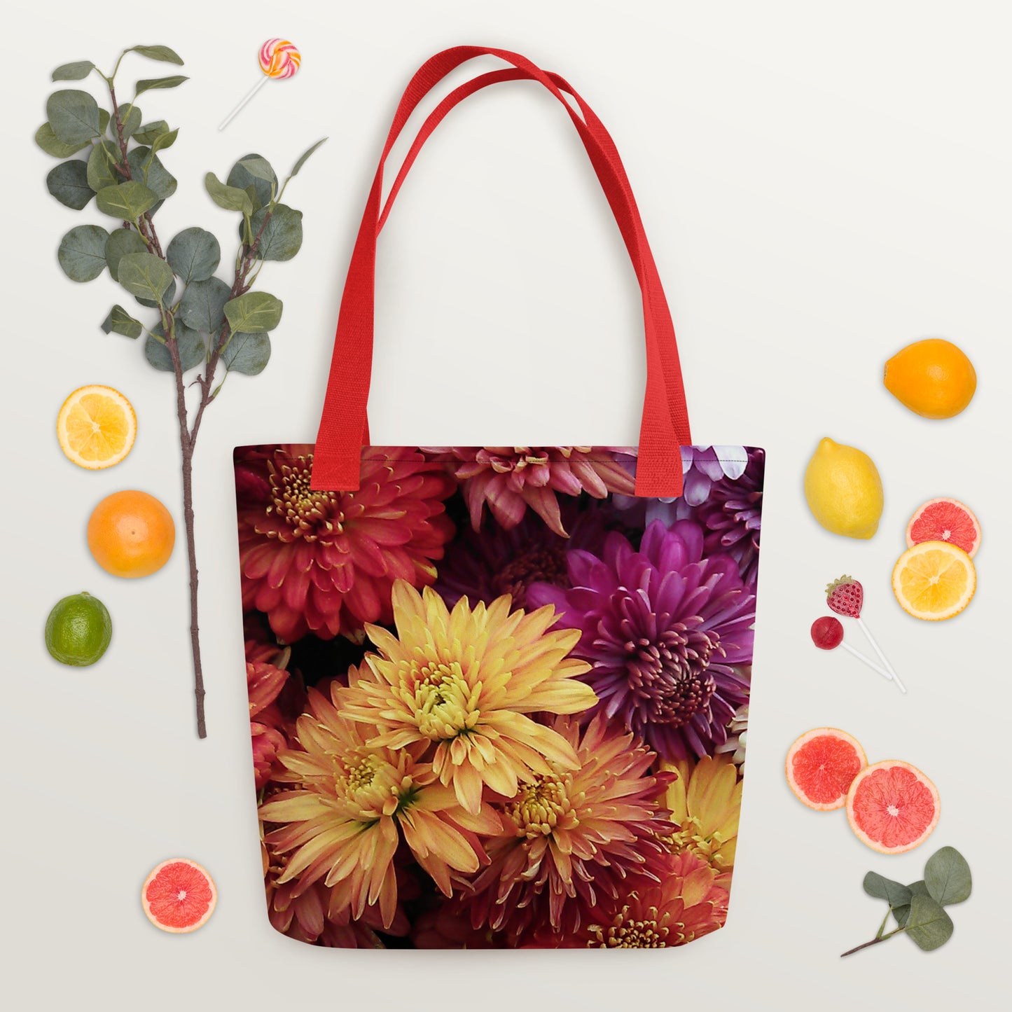 Tote bag - Fall Flowers Tote Bag Stylin' Spirit Red  