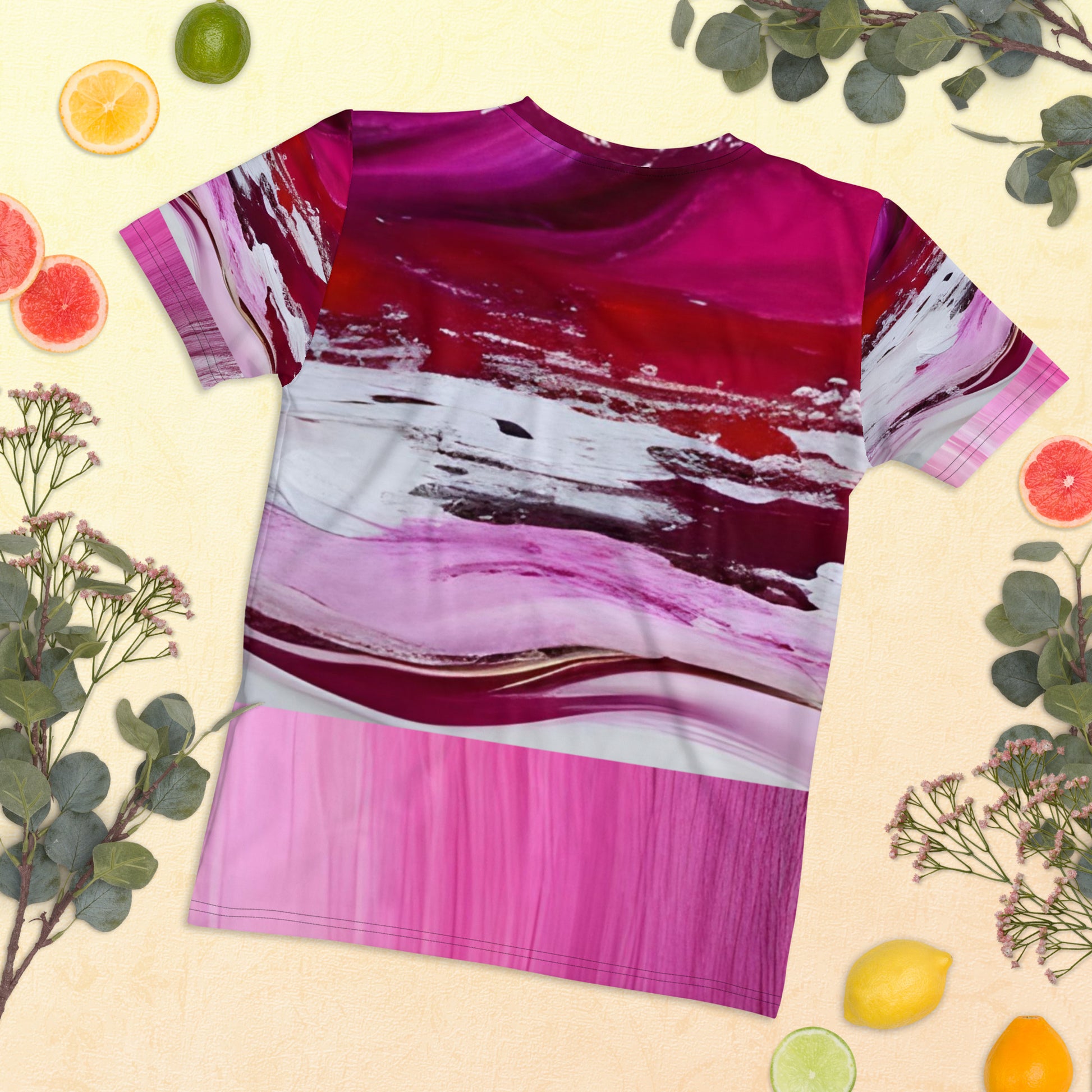 Women's T-shirt - Pink Paint Pour - Stylin Spirit