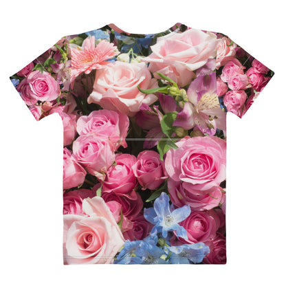 Women's T-shirt - Pink and blue Flowers