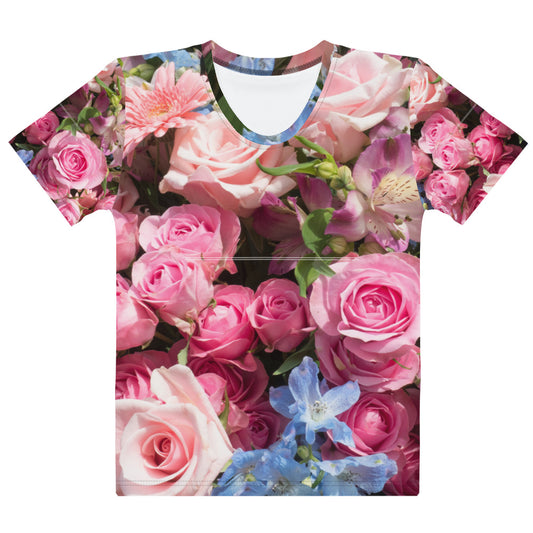 Women's T-shirt - Pink and blue Flowers