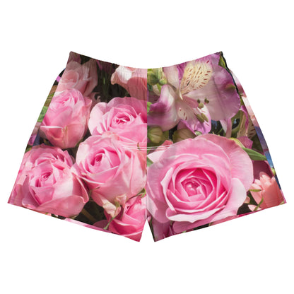Women’s Recycled Athletic Shorts - Pink and Blue Flowers