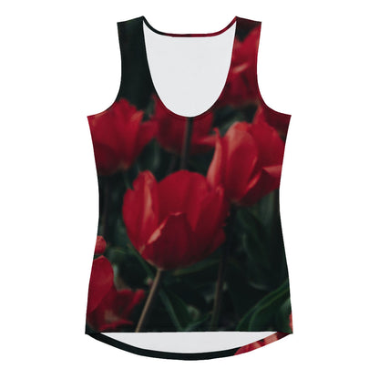 Sublimation Cut & Sew Tank Top - Red Flowers Tank Top Stylin' Spirit   