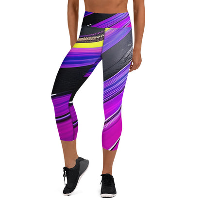 Yoga Capri Leggings - Purple Paint Pour Yoga Pants Stylin' Spirit XS  