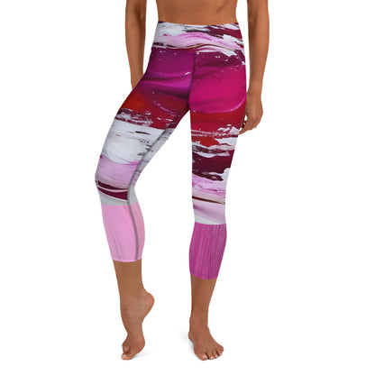 Yoga Capri Leggings - Pink Paint Pour Yoga Pants Stylin' Spirit XS  
