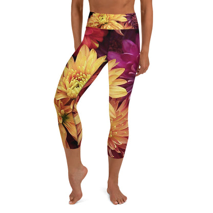 Yoga Capri Leggings - Fall Flowers Yoga Pants Stylin' Spirit XS  