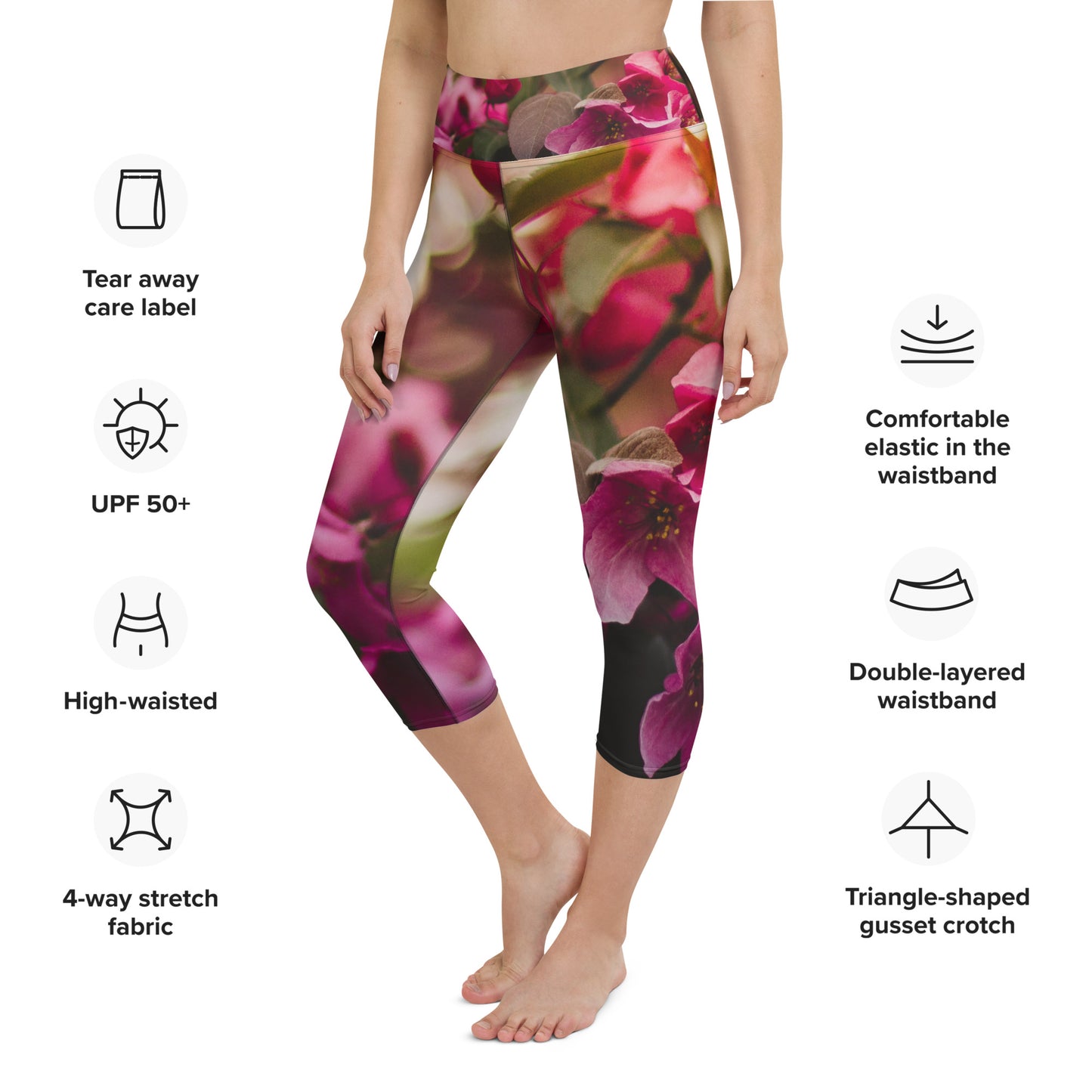 Yoga Capri Leggings - Spring Flowers Yoga Pants Stylin' Spirit XS  