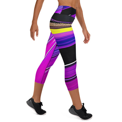 Yoga Capri Leggings - Purple Paint Pour Yoga Pants Stylin' Spirit   