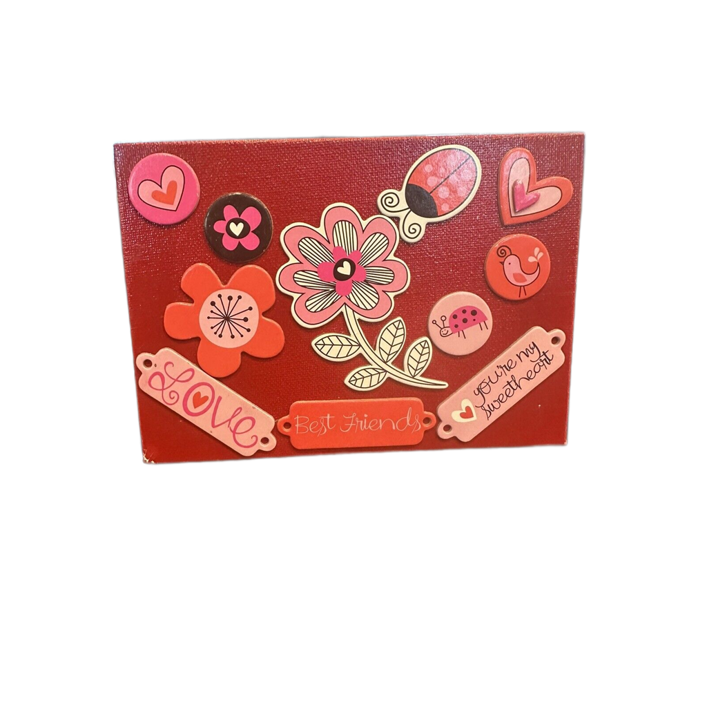 5x7 Canvas Refrigerator Magnet Red With Love Theme