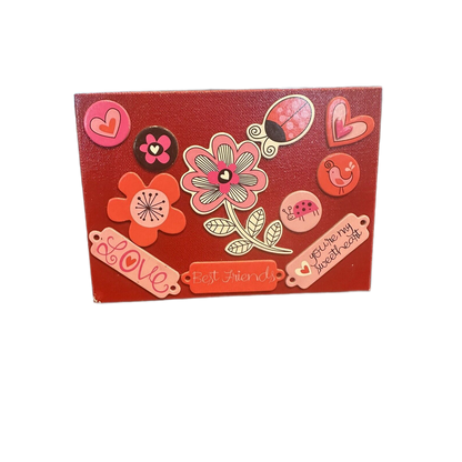 5x7 Canvas Refrigerator Magnet Red With Love Theme