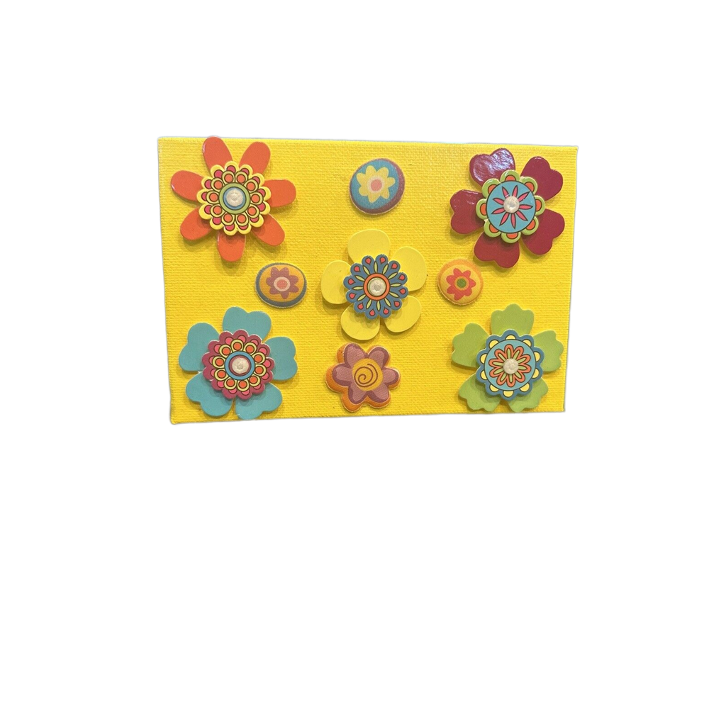 5x7 Canvas Refrigerator Magnet Yellow With Flowers