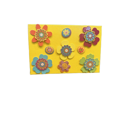 5x7 Canvas Refrigerator Magnet Yellow With Flowers