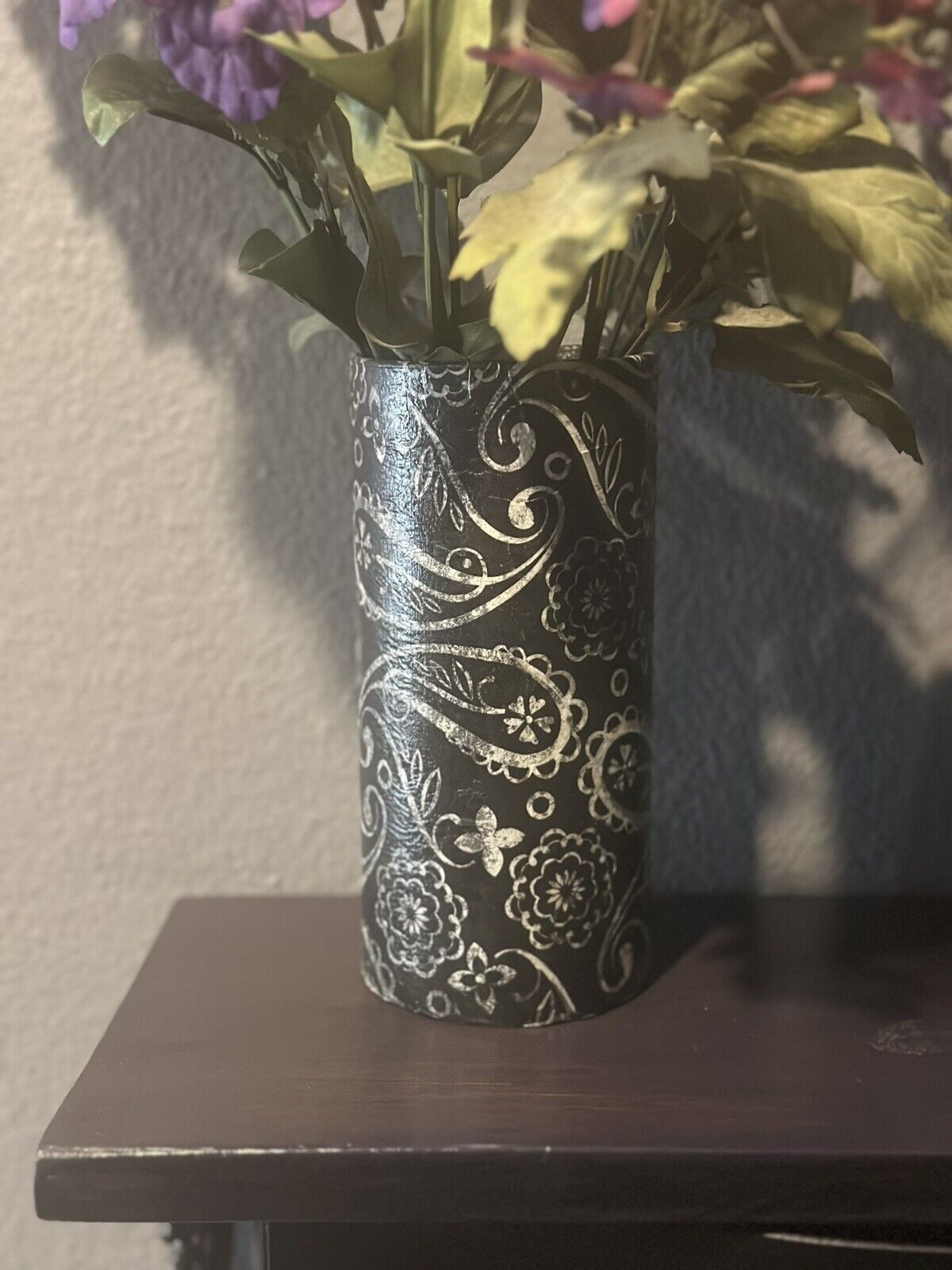 Hand Painted Glass Bottle Vase & Picture Black & White Collection - Stylin Spirit