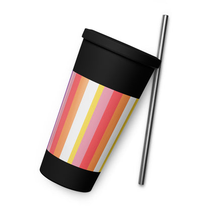 Insulated tumbler with a straw - Rainbow