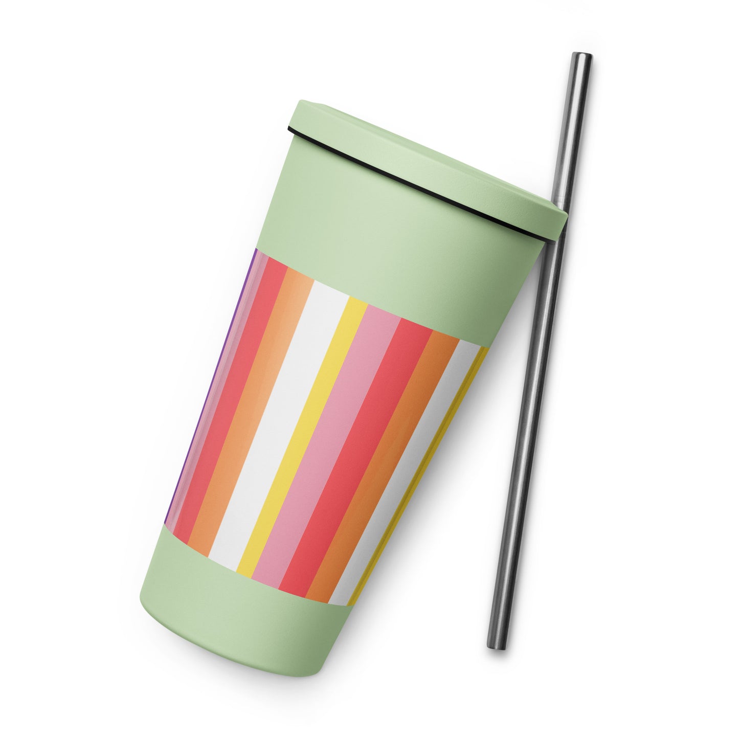 Insulated tumbler with a straw - Rainbow