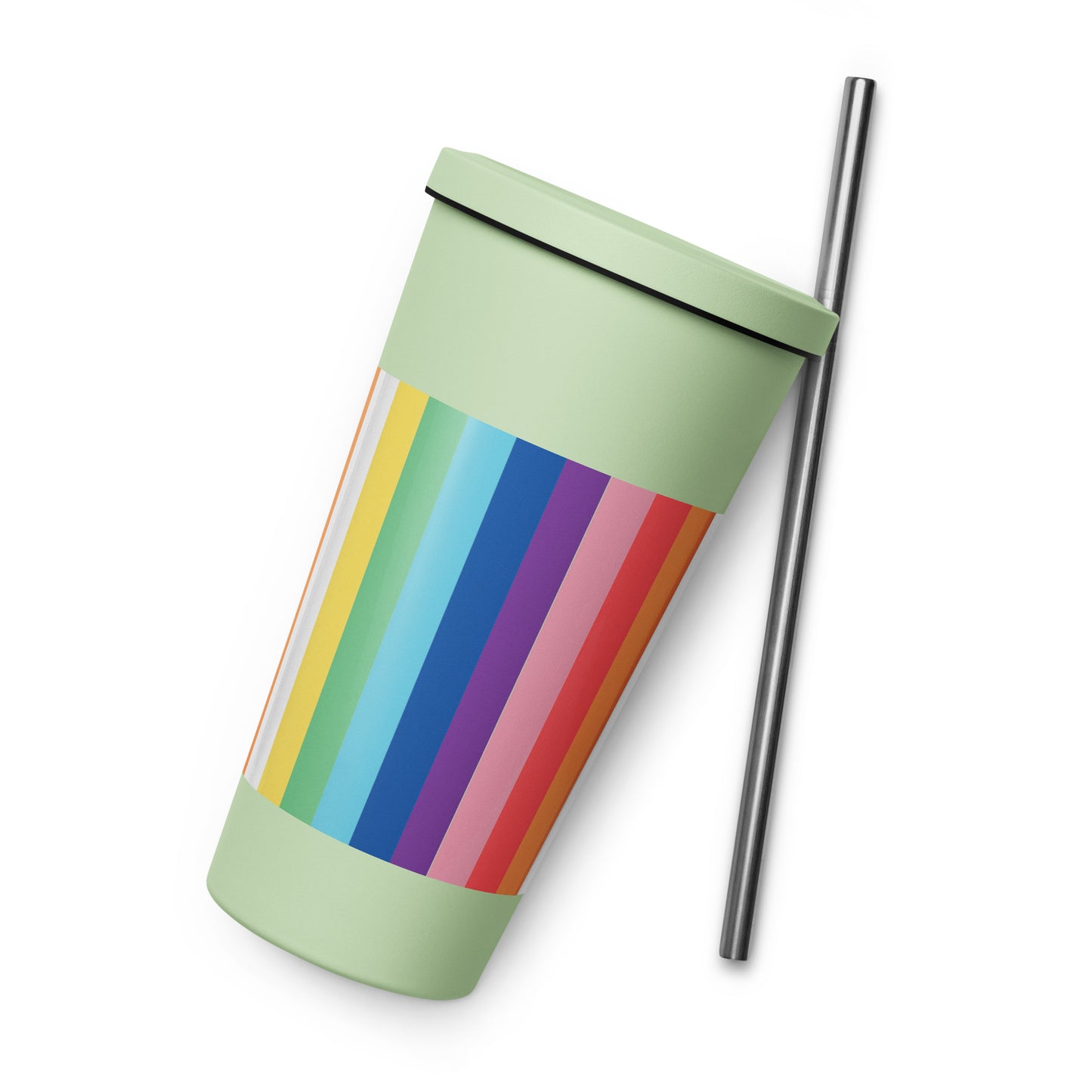 Insulated tumbler with a straw - Rainbow