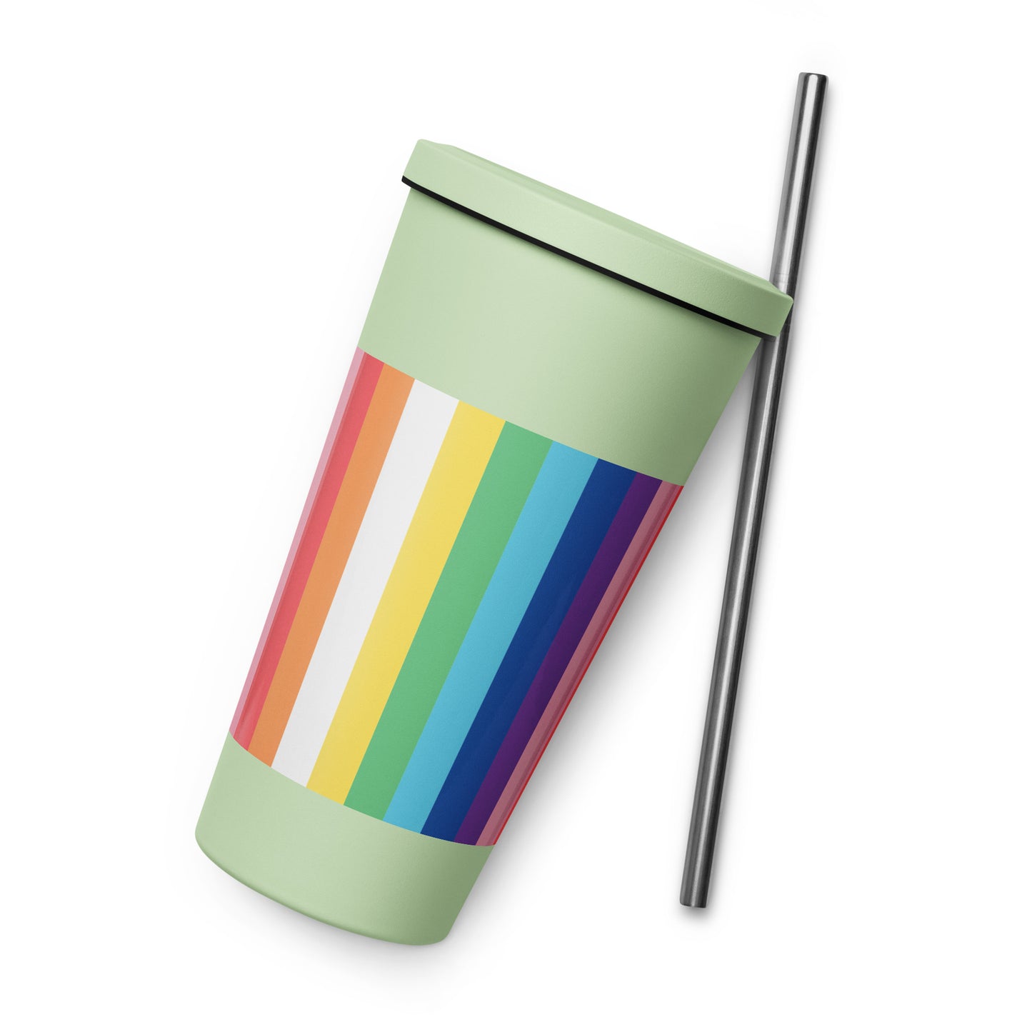 Insulated tumbler with a straw - Rainbow