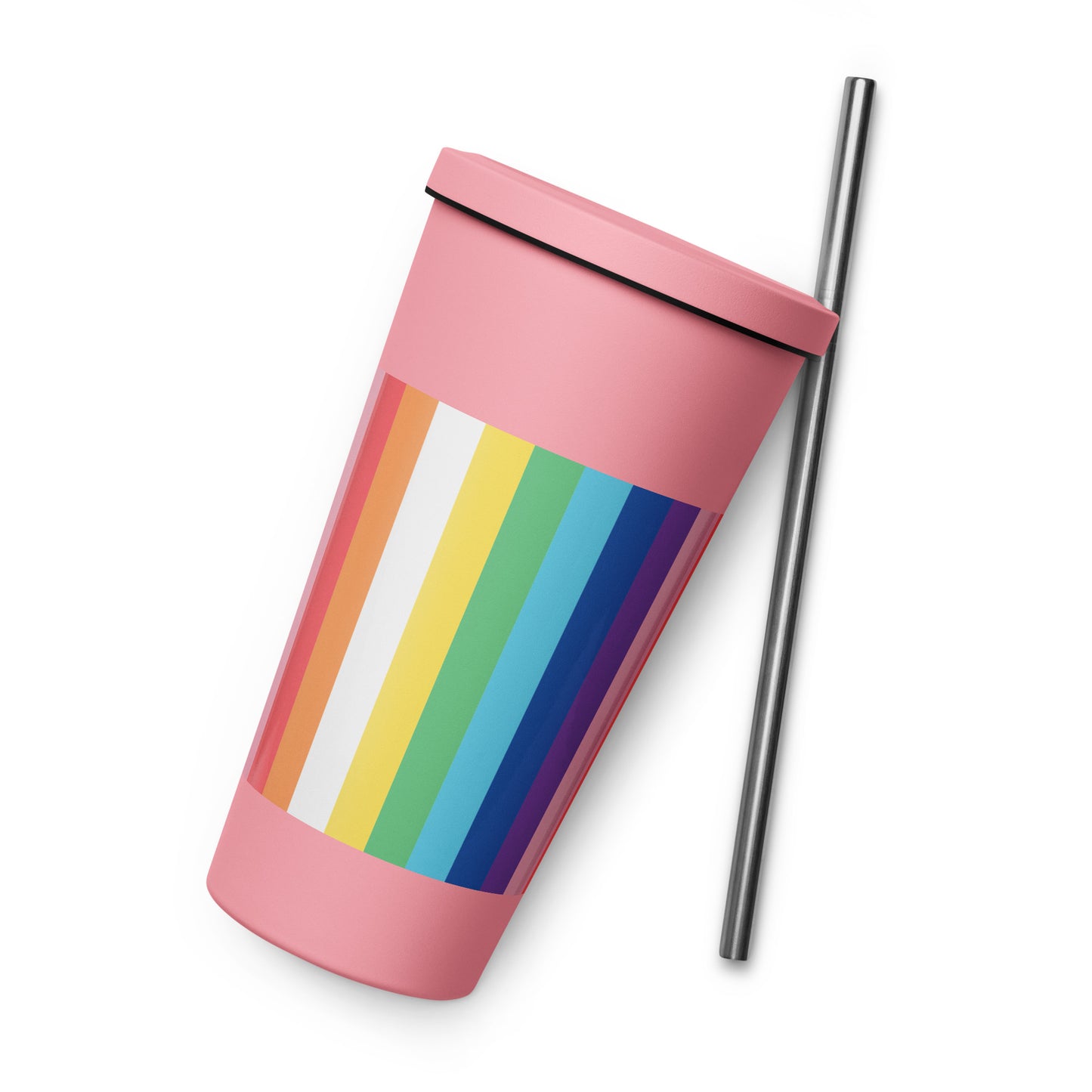 Insulated tumbler with a straw - Rainbow