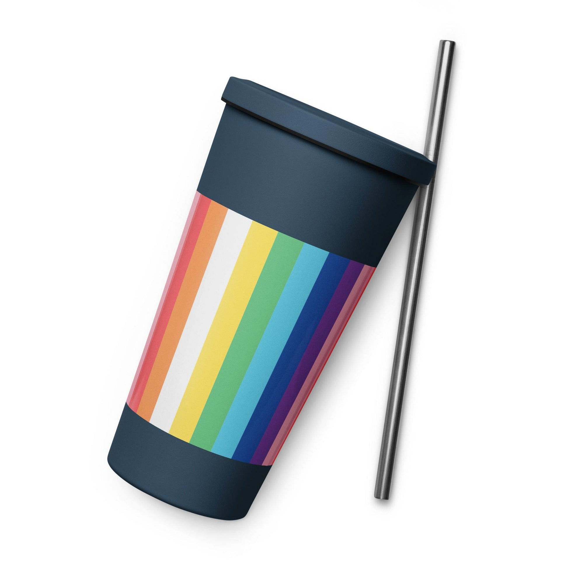 Insulated tumbler with a straw - Rainbow - Stylin Spirit