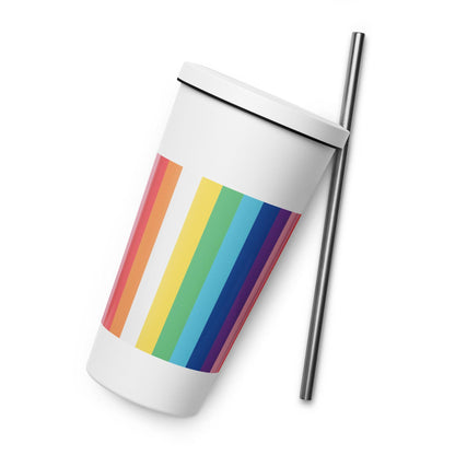 Insulated tumbler with a straw - Rainbow - Stylin Spirit