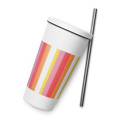 Insulated tumbler with a straw - Rainbow - Stylin Spirit