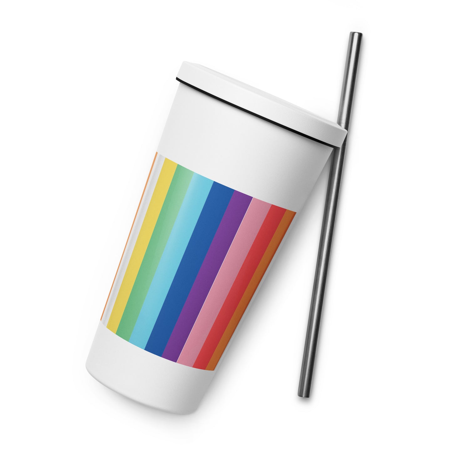 Insulated tumbler with a straw - Rainbow