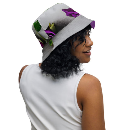 Reversible bucket hat - Stylin' Spirit Logo & Purple Roses - Stylin Spirit