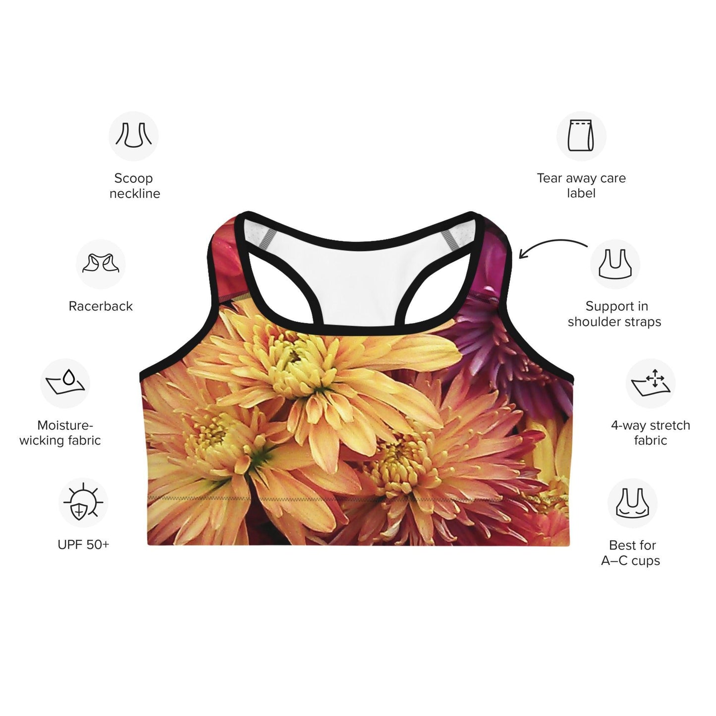 Sports bra - Fall Flowers - Stylin Spirit