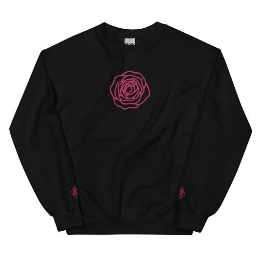 Unisex Sweatshirt - Embroidered Rose Pink