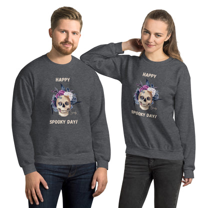Unisex Sweatshirt - Happy Spooky Day Sweatshirt Stylin' Spirit Dark Heather S 
