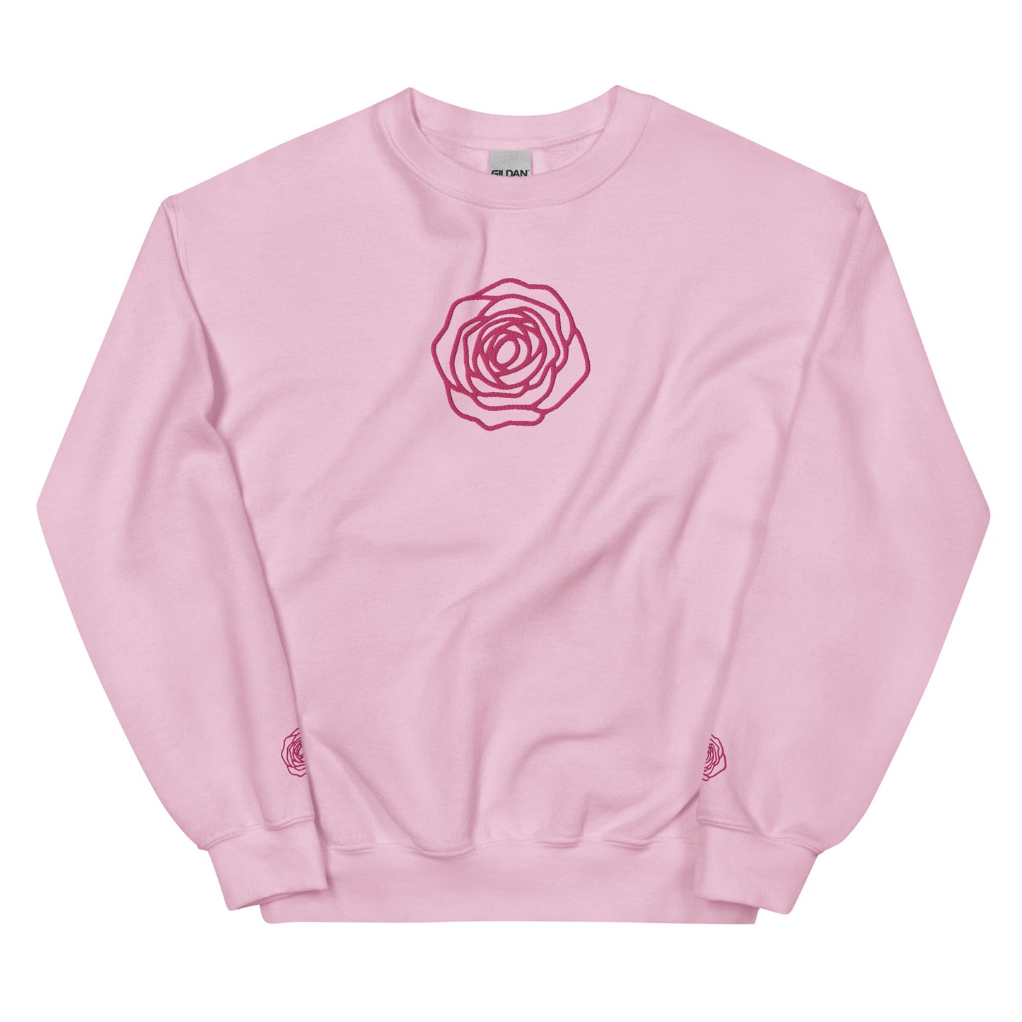 Unisex Sweatshirt - Embroidered Rose Pink