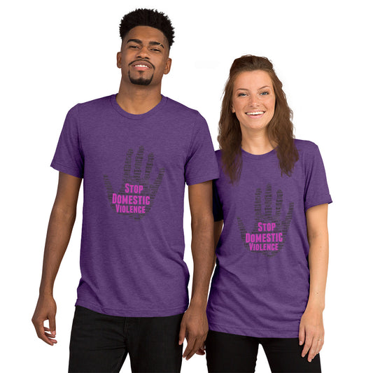 Short sleeve t-shirt - Stop Domestic Violence T-shirt Stylin Spirit Purple Triblend XS 