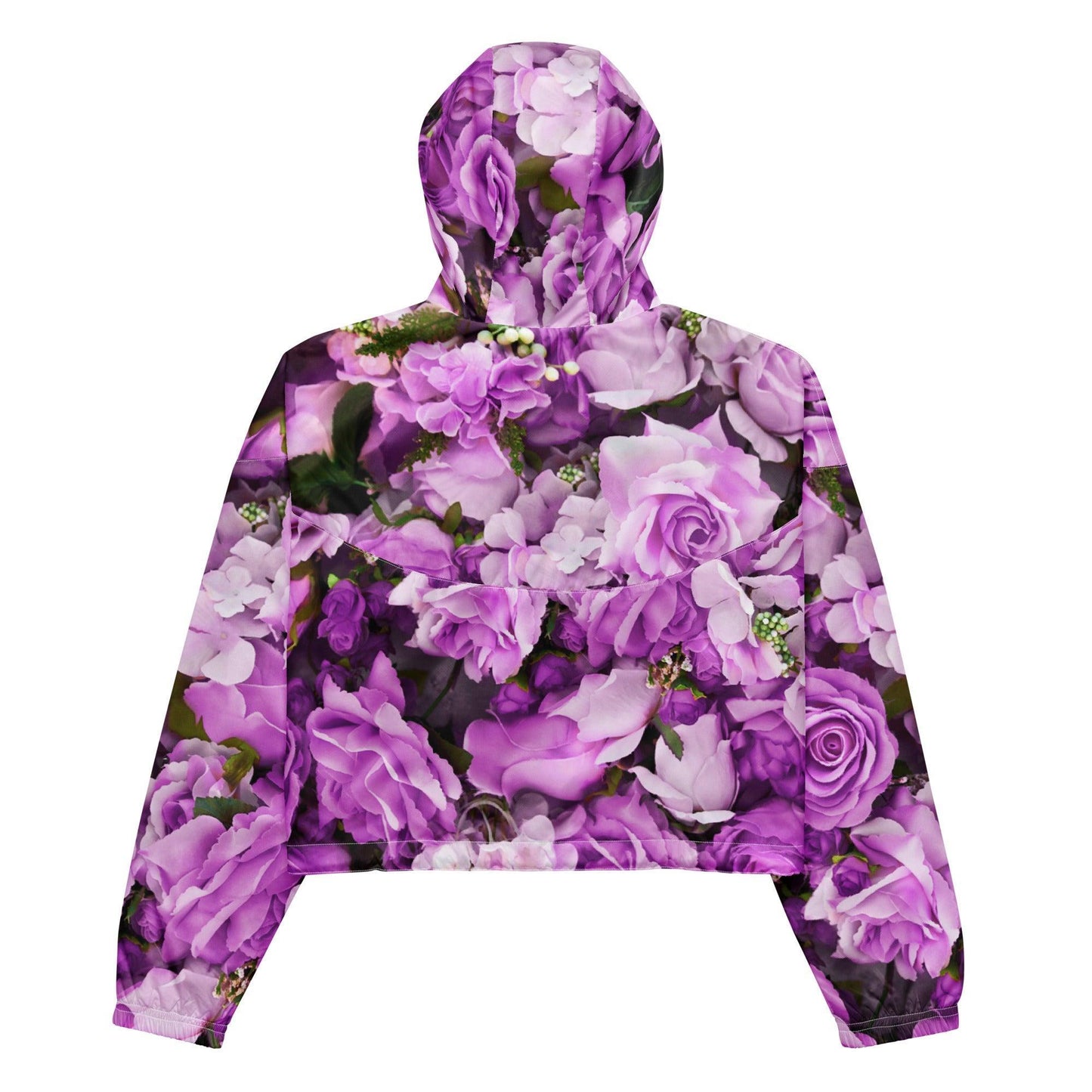 Women’s cropped windbreaker - Lavender Flowers - Stylin Spirit