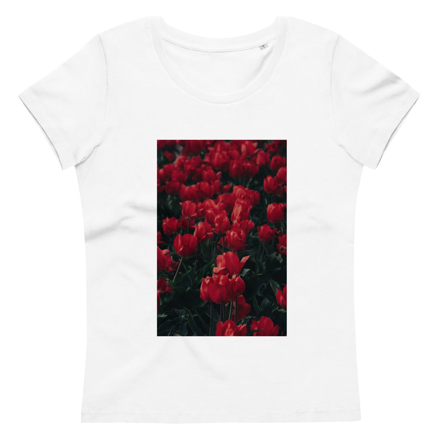 Women's fitted eco tee - Red Flowers