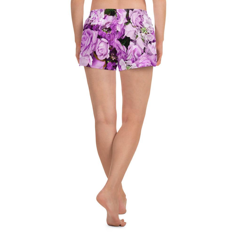 Women’s Recycled Athletic Shorts - Lavender Flowers - Stylin Spirit