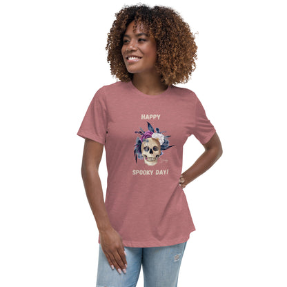 Women's Relaxed T-Shirt - Happy Spooky Day T-shirt Stylin' Spirit Heather Mauve S 