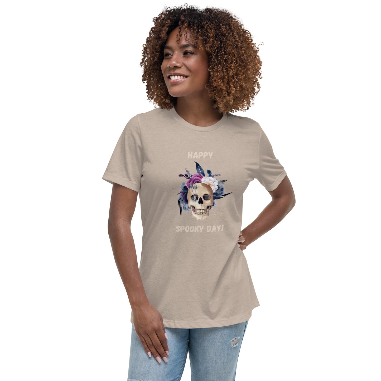 Women's Relaxed T-Shirt - Happy Spooky Day T-shirt Stylin' Spirit Heather Stone S 