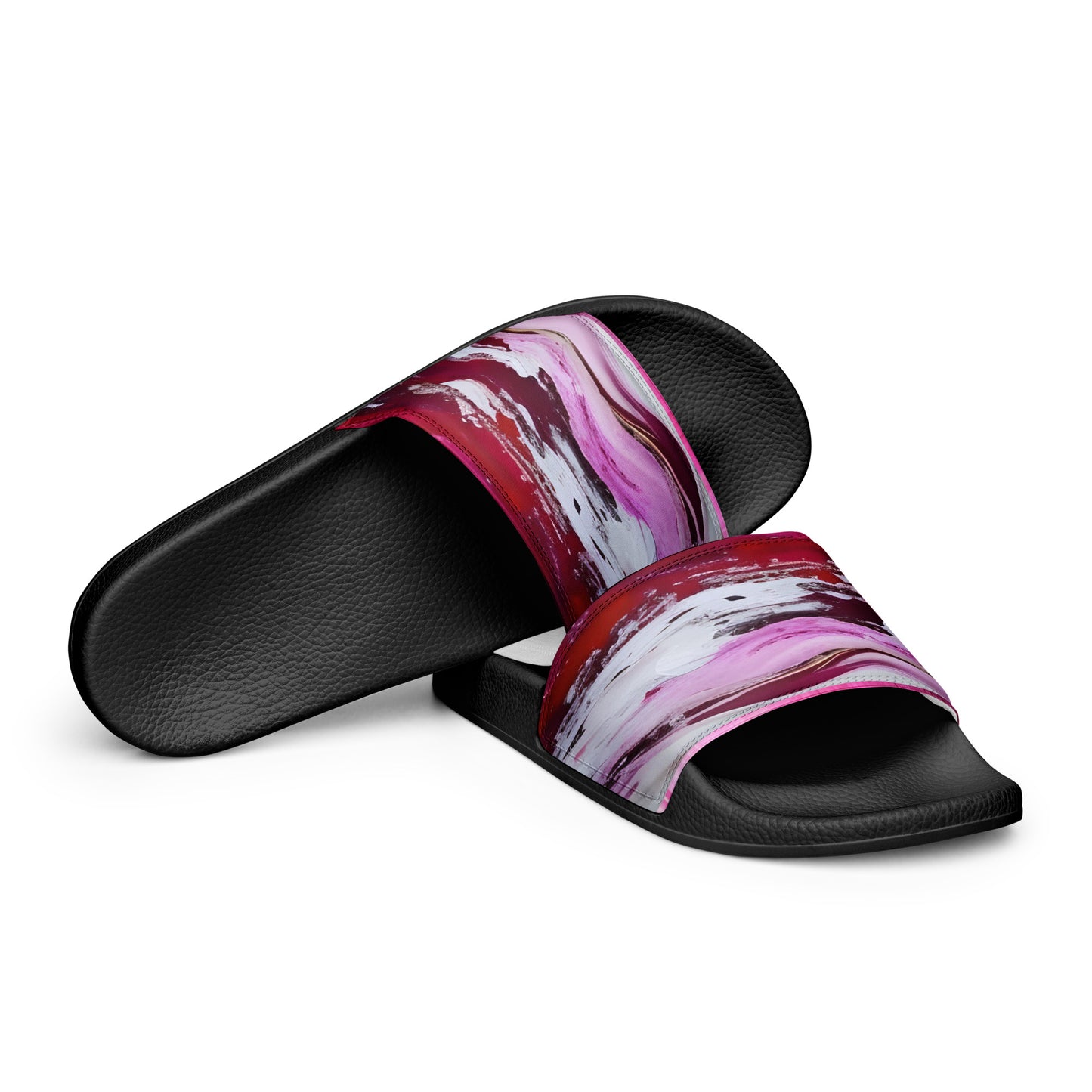 Women's slides - Pink Paint Pour Sandals Stylin' Spirit Black 5.5 