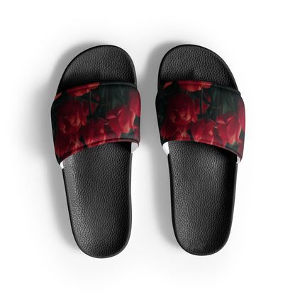 Women's slides - Red Flowers Sandals Stylin' Spirit Black 5.5 