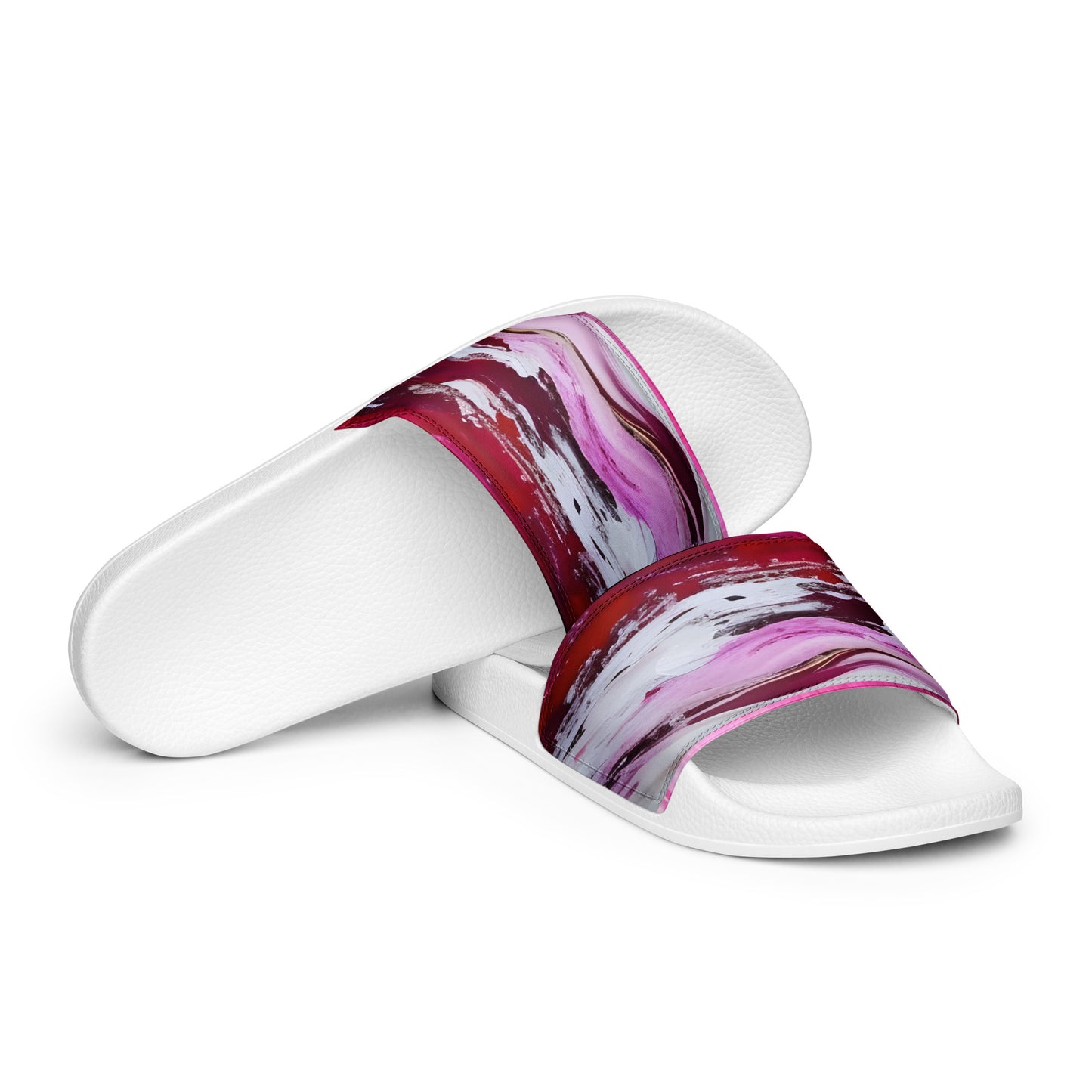 Women's slides - Pink Paint Pour Sandals Stylin' Spirit White 5.5 