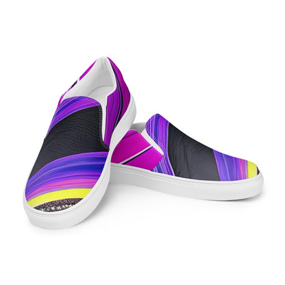 Women’s slip-on canvas shoes - Purple Paint Pour - Stylin Spirit